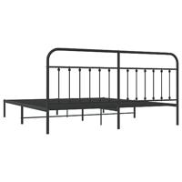 Bedframe met hoofdbord metaal zwart 193x203 cm - thumbnail