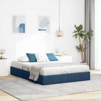 Opslag bed met matras met hoofdeinde Blauw 140 x 200 cm Stof - thumbnail
