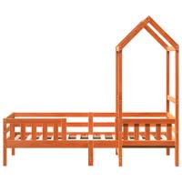 Bedframe met huisje massief grenenhout wasbruin 80x200 cm - thumbnail