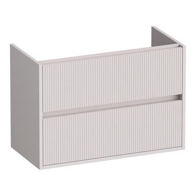 Brauer Adore Wavy - Onderkast Ondiep - 80 cm - met 2 Softclose Lades Greeploos en 1 Sifon Uitsparing - Mat Zand