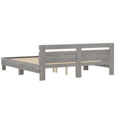 Bedframe met hoofdeinde en LED-licht grijs sonoma 180x200 cm