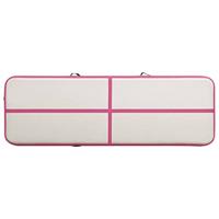 VidaXL Gymnastiekmat met pomp opblaasbaar 400x100x15 cm pvc roze - thumbnail