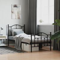 Bedframe met hoofd- en voeteneinde metaal zwart 90x190 cm - thumbnail