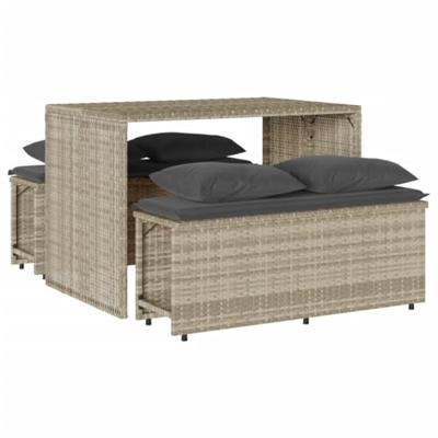 3-delige Tuinset met kussens poly rattan lichtgrijs - thumbnail