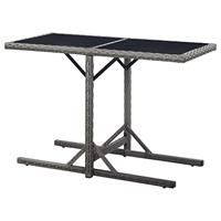 Tuintafel 110x53x72 cm glas en poly rattan antraciet - thumbnail