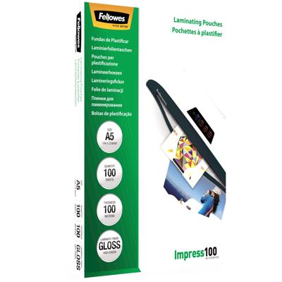 Fellowes lamineerhoes Impress100 ft A5, 200 micron (2 x 100 micron), pak van 100 stuks Fellowes lamineerhoes Impress100 ft A5, 200 micron (2 x 100 micron), pak van 100 stuks