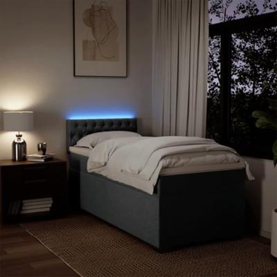 Boxspring met matras stof donkergrijs 90x200 cm