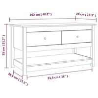 Salontafel 102x49x55 cm massief grenenhout grijs - thumbnail