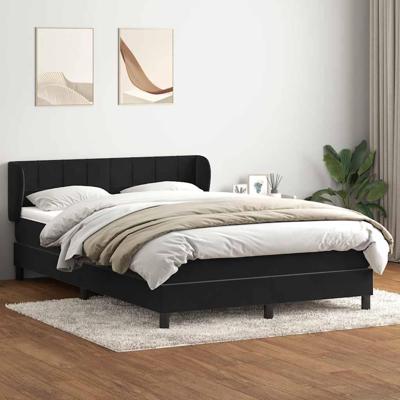 Boxspring met matras fluweel zwart 160x220 cm