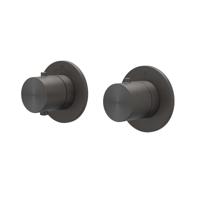 Afbouwdeel IVY Concord Inbouwthermostaat 2-weg Stop-Omstel Symmetry Met Rond Rozet RVS316 Geborsteld Carbon Black PVD - thumbnail