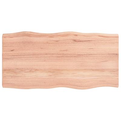 Tafelblad natuurlijke rand 100x50x(2-4) cm eikenhout lichtbruin
