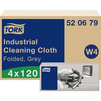 TORK Gevouwen industrie reinigingsdoekjes grijs W4, flexibel en zacht, 4 × 120 doekjes 520679