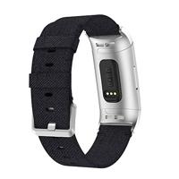 Fitbit Charge 3 & 4 nylon bandje - Zwart - thumbnail