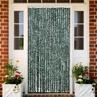 VidaXL Vliegengordijn 90x220 cm chenille groen en wit - thumbnail