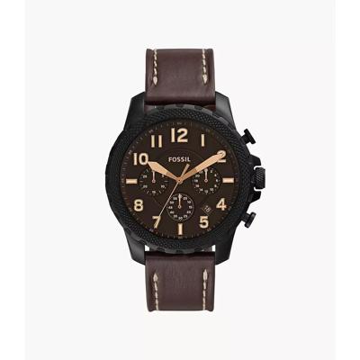 Fossil heren Bowman chronograaf bruin lederen horloge FS5601