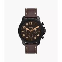 Fossil heren Bowman chronograaf bruin lederen horloge FS5601 - thumbnail