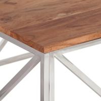 Salontafel roestvrij staal en massief acaciahout zilverkleurig - thumbnail