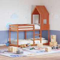 Kinderbedhuisje 60x99x139,5 cm massief grenenhout wasbruin - thumbnail