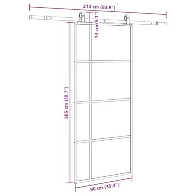 Schuifdeur met beslagset 90x205 cm ESG glas zwart