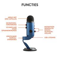 USB-microfoon - Blauw Yeti - Voor opnemen, streamen, gamen, podcast op pc of Mac - Blauw - thumbnail