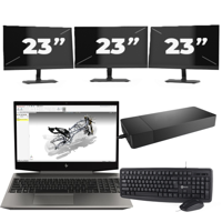 HP ZBook 15v G5 - Intel Core i7-9e Generatie - 15 inch - 16GB RAM - 256GB SSD - Windows 11 Home + 3x 23 inch Monitor - thumbnail