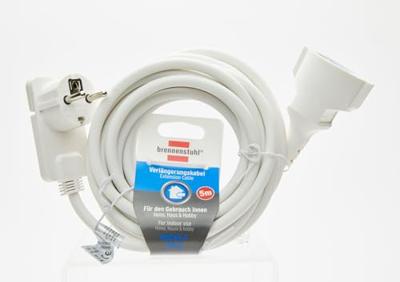 Brennenstuhl Kwaliteits kunststof verlengsnoer met platte stekker 5m H05VV-F3G1,5 wit - 1168980250 - thumbnail
