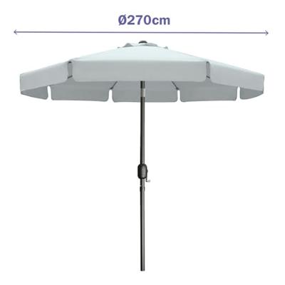 Marbueno Parasol Staal 8 Spaken D300 cm Polyester Wit Tuin, Zwembad, Terras 10489