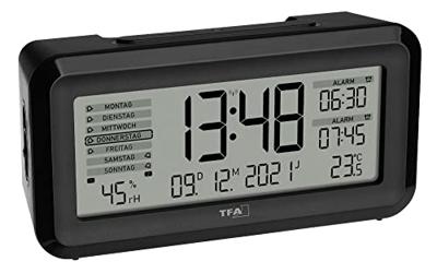 TFA Dostmann 60.2562.01 Wekker Zendergestuurd Zwart, Zilver Alarmtijden 2 Groot display - thumbnail