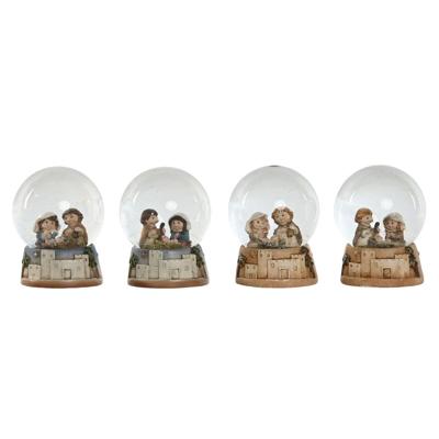 Kerststal set Home ESPRIT Multicolour Hars Aluminium Kristal 8 x 8 x 10 cm (4 Stuks)