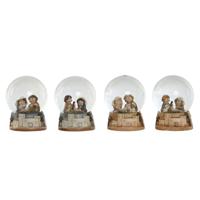 Kerststal set Home ESPRIT Multicolour Hars Aluminium Kristal 8 x 8 x 10 cm (4 Stuks) - thumbnail