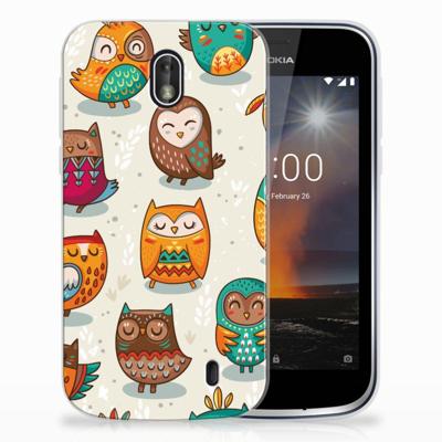 Nokia 1 | TPU Hoesje | Vrolijke Uilen