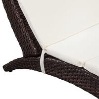 Ligbed met kussen inklapbaar poly rattan bruin - thumbnail