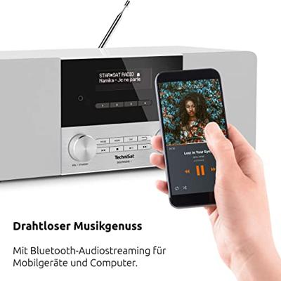 TechniSat Digitradio 4 Stereo DAB Radio (Dab+, Fm, Bluetooth, Hoofdtelefoonaansluiting, Aux-Ingang, Wekker, Oled-Display, 20 Watt Rms, Elac Luidspreker) Wit