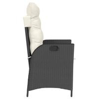 Tuinstoelen 2 st verstelbaar met kussens poly rattan zwart - thumbnail