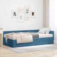 Hoekbedframe met Matras Anders 2 pcs Blauw Fluweel - thumbnail
