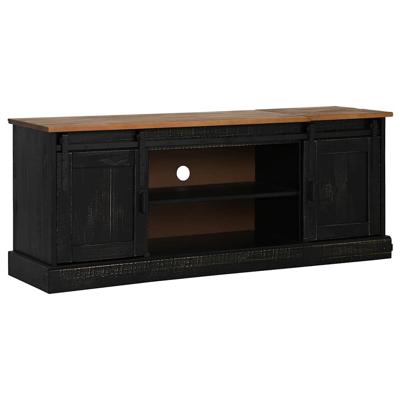 Tv-meubel HALDEN 2 schuifdeuren 150x40x60 cm massief hout zwart