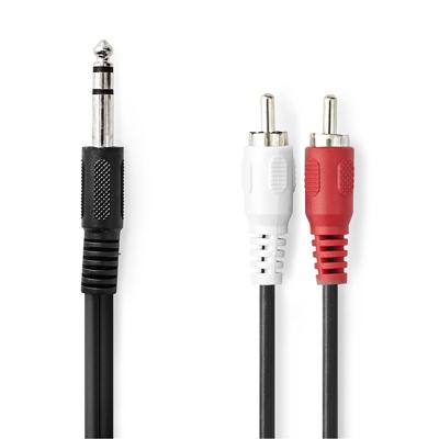 Stereo-Audiokabel | 6,35 mm Male - 2x RCA Male | 2,0 m | Zwart