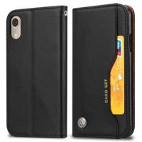Kneed huid textuur horizontale Flip lederen case voor de iPhone XR met fotolijst & houder & card slots & portemonnee (zwart) - thumbnail