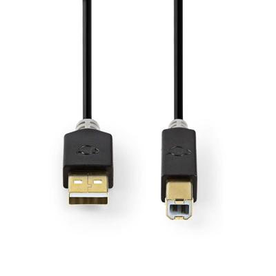 Nedis USB-Kabel USB 2.0 USB-A Male - USB-B Male 1 m PVC Antraciet