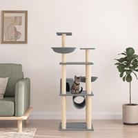 VidaXL Kattenmeubel met sisal krabpalen 141 cm lichtgrijs - thumbnail