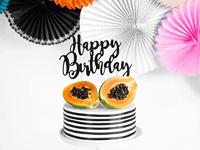 Cake topper Happy Birthday Zwart - thumbnail
