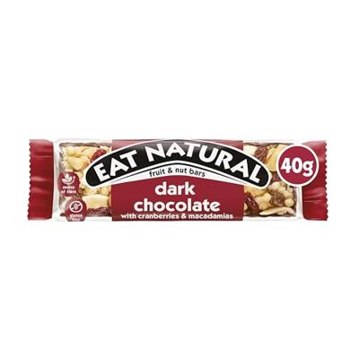 Eat Natural | Pure Choc Met Cranb.& Macad | 12 x 40 gram