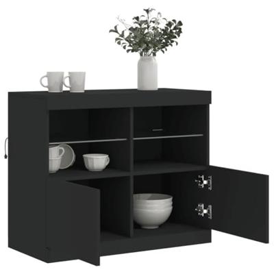 Dressoir met LED-verlichting 81x37x67 cm zwart - thumbnail