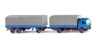 Wiking 0455 01 H0 Vrachtwagen Mercedes Benz Vrachtwagen met aanhanger NG, azuurblauw - thumbnail