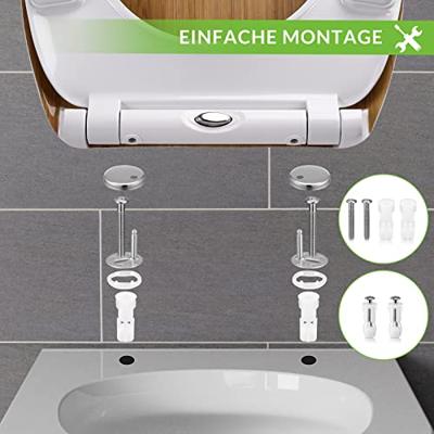 Toiletzitting Bamboe-look met soft close mechanisme - thumbnail