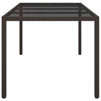Tuintafel 190x90x75 cm gehard glas en poly rattan bruin - thumbnail