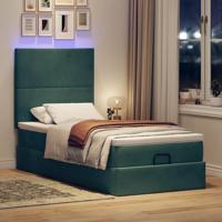 Ottoman bed met matrassen en LED's 90x200cm fluweel donkergroen - thumbnail