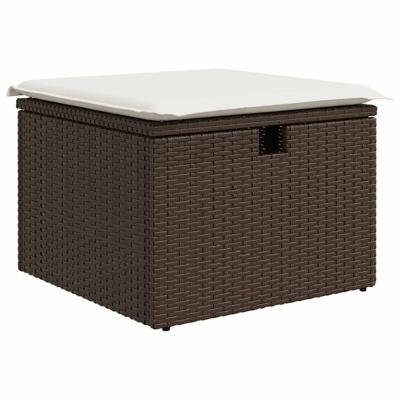 6-delige Loungeset met kussens poly rattan bruin - thumbnail