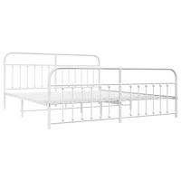 Bedframe met hoofd- en voeteneinde metaal wit 193x203 cm - thumbnail