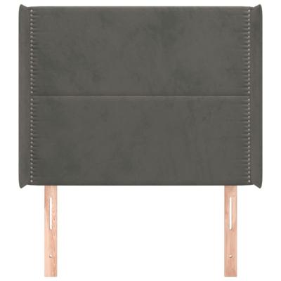 Hoofdbord met randen 83x16x118/128 cm fluweel donkergrijs - thumbnail
